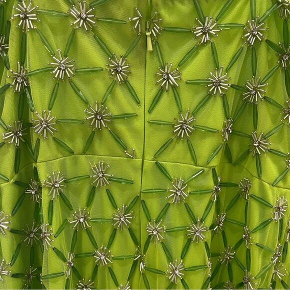 NWT Mac Duggal 10983 Neon Green Beaded Sleeveless Slip Mini Dress 8 - Picture 8 of 10